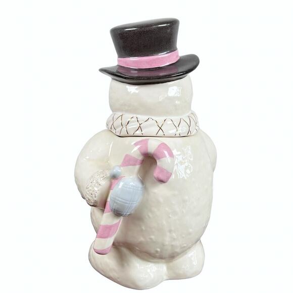 Lenox The Snowman 12" Porcelain Cookie Jar With Lid 24K Trim Family Fun Vtg 2000 - Picture 9 of 16